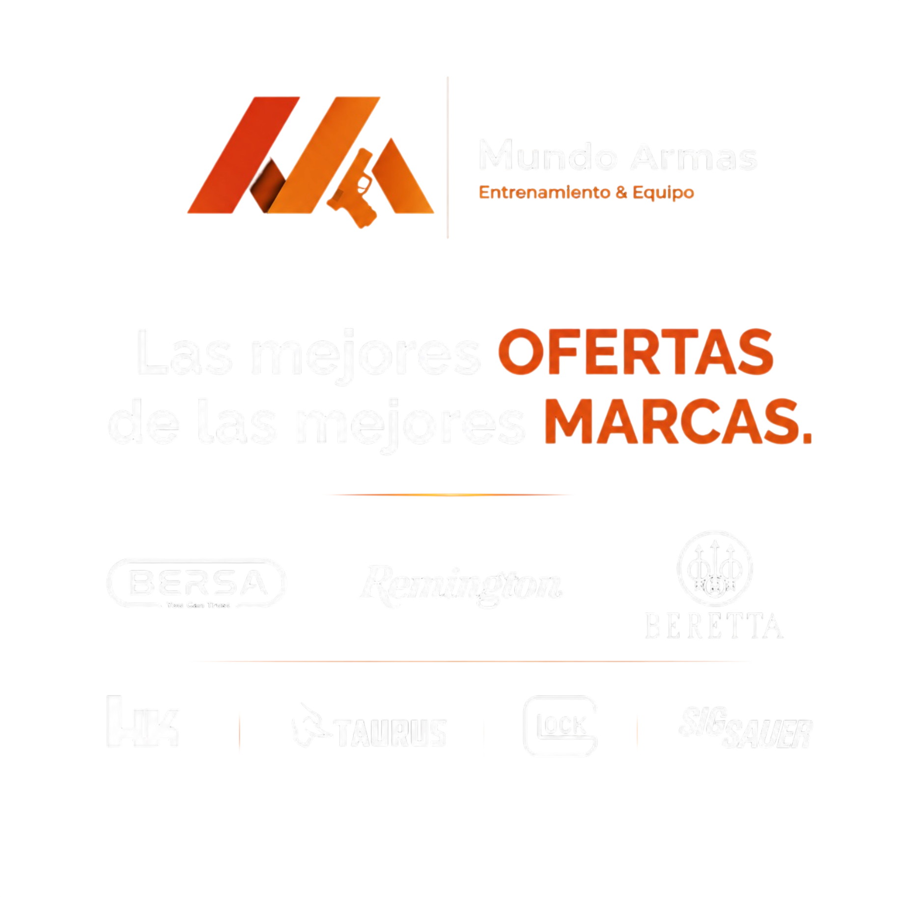 Marcas de armas disponibles en Mundo Armas República Dominicana: Bersa, Remington, Beretta, HK, Taurus, Glock y SIG Sauer